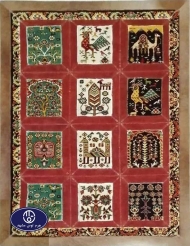 Toos Mashhad leather and skin rug, code 9